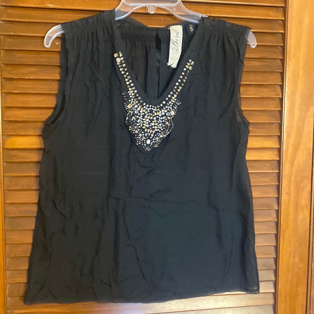 Bird by Juicy Couture Black Embellished Sleeveless Blouse